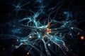 3D Illustration of a neuron or nerve cell with neurons and nervous system, electric energy flowing through Neurons cells, AI Royalty Free Stock Photo
