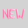 3d illustration of new letter pink balloons isolated on background