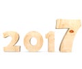 3d illustration of 2017 New Year concept isolated on white background. Royalty Free Stock Photo