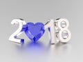 3D illustration new year 2018 white gold or silver numbers and a Royalty Free Stock Photo