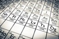 3D illustration Nihonium 113, Moscovium 115, Tennessine 115 and Oganesson 118 - new chemical elements