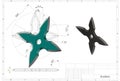 3d illustration of ninja shuriken