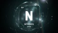 Nitrogen as Element 7 of the Periodic Table 3D animation on green background