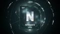 Nitrogen as Element 7 of the Periodic Table 3D animation on green background