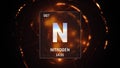 Nitrogen as Element 7 of the Periodic Table 3D animation on orange background