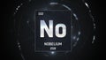 Nobelium as Element 102 of the Periodic Table 3D illustration on silver background