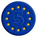 3d illustration, Number 5 eu , european union badge, circle design element