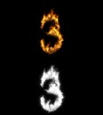 3D illustration of the number on fire with alpha layer