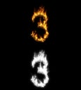 3D illustration of the number on fire with alpha layer