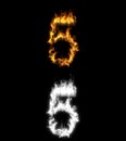 3D illustration of the number on fire with alpha layer