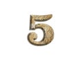 3 D illustration NUMBER 5, old stone alphabet, isolated design element