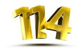 Number 114 Gold color 3d.