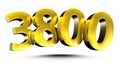 Number 3800 gold 3d. Royalty Free Stock Photo