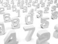 3D Illustration - 3D numbers on white background - focus on number one