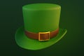 3d illustration, 3d object. Green leprechaun hat realistic image of a hat for a party and memes