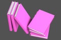 Simple very detailed stack of purple books closed, school concept isolated on grey background - 3d illustration of object