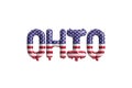 3d illustration of ohio-letter balloons with usa flag colors isolated on white background Royalty Free Stock Photo