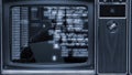 old tv with Computer program codes running  on screen Royalty Free Stock Photo