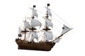 3D illustration of an old wooden pirate sailing ship isolated on a white background Royalty Free Stock Photo