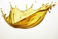 3D illustration of olive engine oil splash isolated on a white background