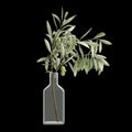 3d illustration of olive vase decoration isolated on black background