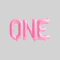 3d illustration of one letter pink balloons isolated on background