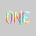 3d illustration of one letter rainbow balloons for kids store sales isolated on gray background