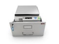 3d Illustration of open drawer with copy machine inside Royalty Free Stock Photo