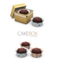 3d Illustration of Open Paper Box for Cookies or Cakes on White Background Royalty Free Stock Photo