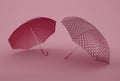 3D Illustration. Open pink umbrellas