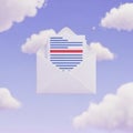 3D illustration of an open white envelope with documents against a cloudy sky letter Royalty Free Stock Photo