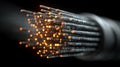 3D Illustration of Optical Fiber Cable with Glowing Binary Code on Dark Background for Tech Concepts Royalty Free Stock Photo