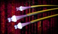 Optical light guide cables in yellow with open ends which shine very brightly