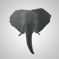 3D illustration of origami elephant head. Polygonal elephant. Geometric style elephant head.
