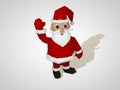 3D illustration of origami Santa Claus. Polygonal geometric style Santa cartoon character, christmas illustration.