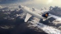 3d illustration passenger plane flying in the sky above the clouds. Royalty Free Stock Photo