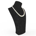 3D illustration pearl necklace on a black mannequin