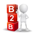 3d illustration of person with word B2B cubes Royalty Free Stock Photo