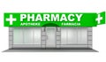 3D Illustration of pharmacy store on white Royalty Free Stock Photo
