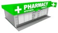 3D Illustration of pharmacy store on white Royalty Free Stock Photo