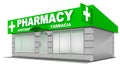 3D Illustration of pharmacy store on white Royalty Free Stock Photo