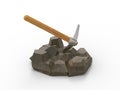 3d illustration of pick on the rocks.