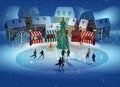 3d illustration. Picture for a Christmas card. Fair in the toy town