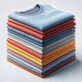 3d illustration of a pile of folded colored t-shirts Royalty Free Stock Photo