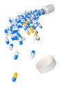 3d illustration pill capsules dropped from banks