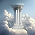 3D illustration of a pillar in the clouds. 3D rendering Generative AI