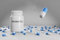 3D illustration of pills with probiotics for gut health, medical and health care concept