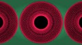 3D illustration pink and black circle mandala isolated on Pea green background