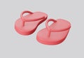 3D illustration pink flip flops isolated on white background Royalty Free Stock Photo