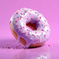 Pink Frosted Donut with Colorful Sprinkles